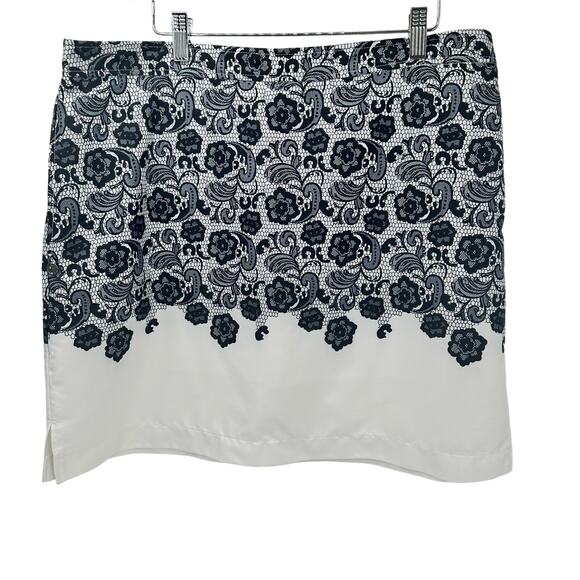 Cracked Wheat Skort Womens 14 White Navy Blue Floral Pull On Activewear - Picture 1 of 10